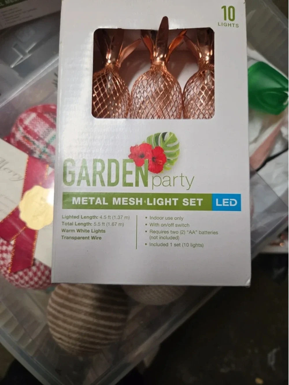 Garden party metal mesh pineapple light set l e d